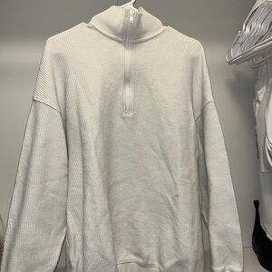 Aerie Cream Zip-Up Sweater